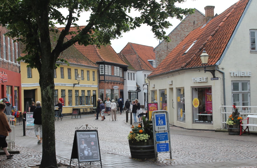 winkelen in het centrum van Ribe